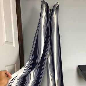 strapless striped bodysuit (blue and white)